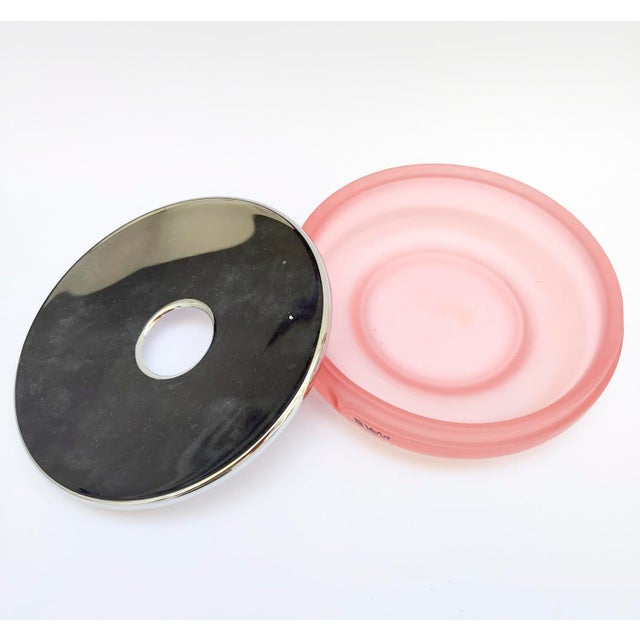Vintage Italian Pink Murano Glass Bottle Tray and Punch Container from VeArt, 1980s, Set of 3 For Sale - Image 10 of 12