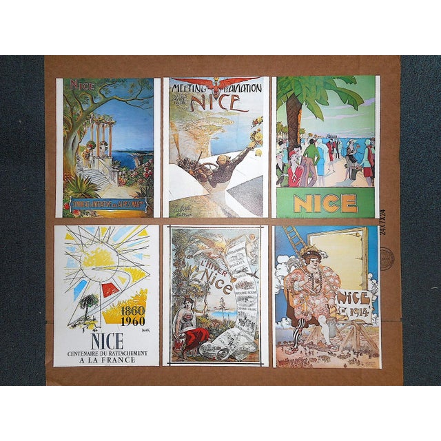 Blue Set of 6-Vintage Posters-Listed Artists - Nice, France C.1973 For Sale - Image 8 of 8