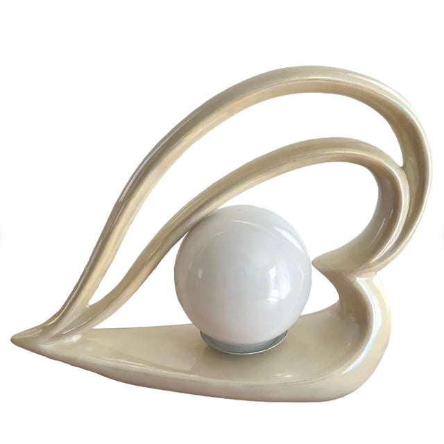 Art Deco 1980's Iridescent Heart Lamp For Sale - Image 3 of 4