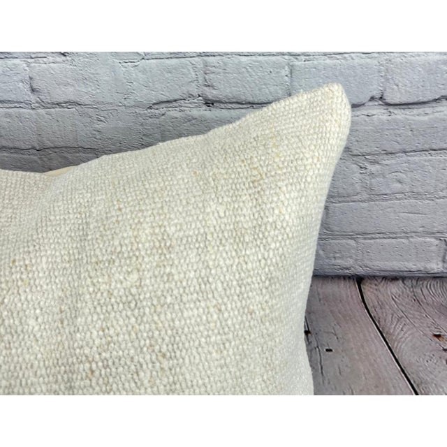 Turkish 16 x 24 Hemp Pillow Turkish Cushion Natural White Pillow Cushion Cover For Sale - Image 3 of 4