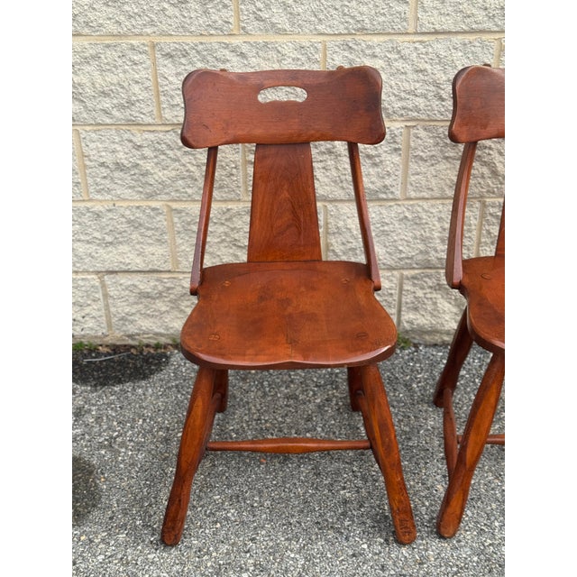 American Pair of Mid-Century Cushman-Style Solid Wood Side Chairs For Sale - Image 3 of 12