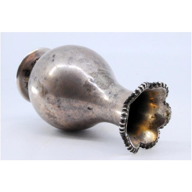 Small Silver Vase with Circular Base and Relief on Top For Sale - Image 4 of 10