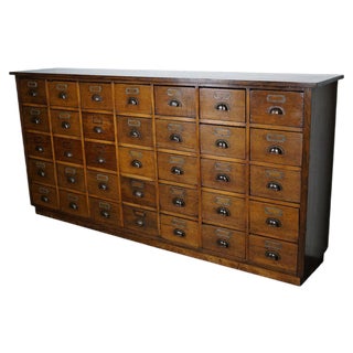 Large German Industrial Oak Apothecary Cabinet or Chest of Drawers, 1930s For Sale