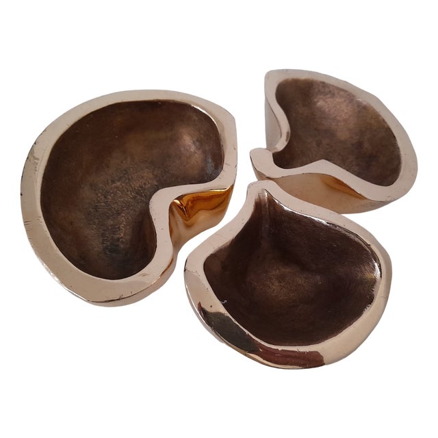 Belgian Polished Bronze Vide Poches in the style of Ado Chale, 1970s, Set of 3 For Sale