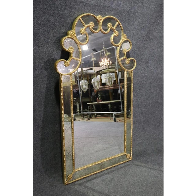 Hollywood Regency Gilded Frame Hollywood Regency Wall Mirror Draper Era For Sale - Image 3 of 10