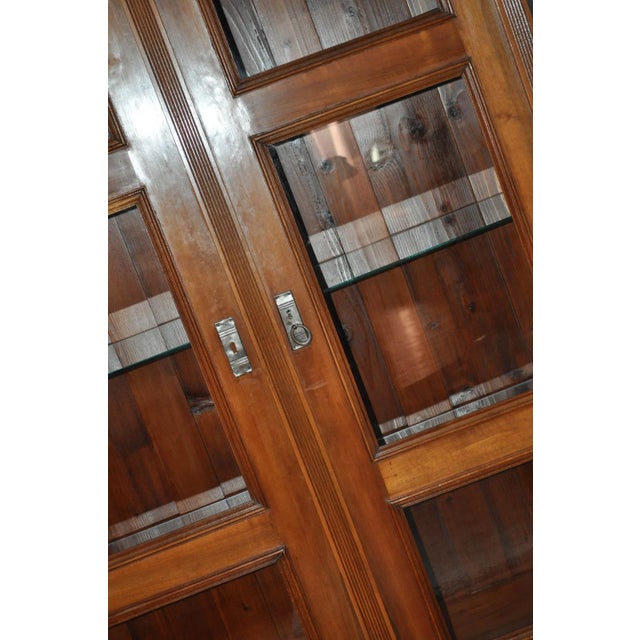 Antique German Glass and Wood Cabinet Restored. Size: 120x189x47