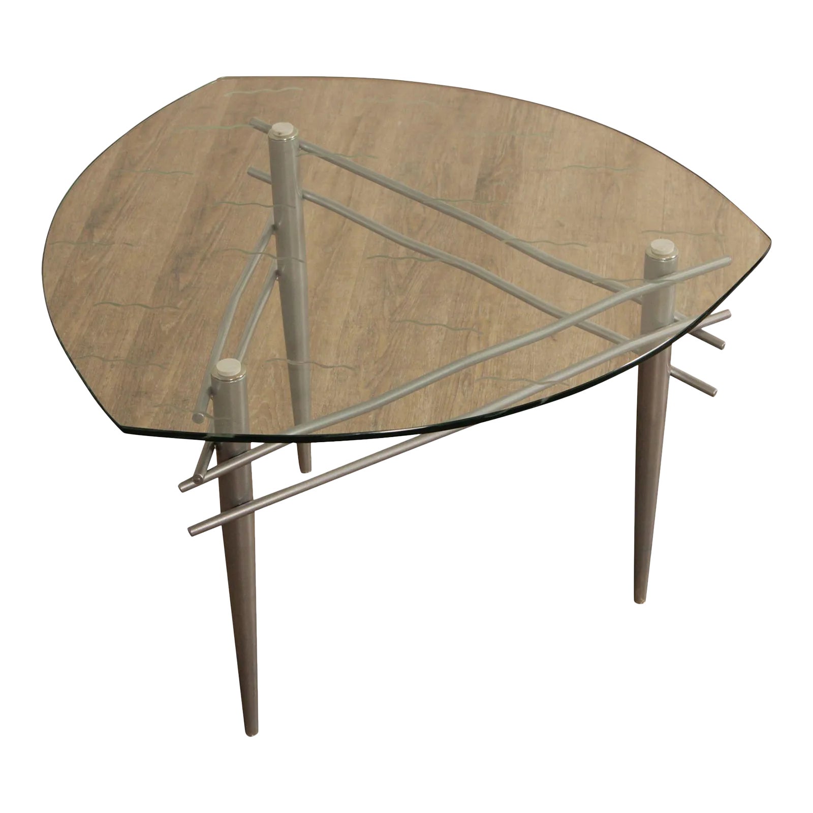 Modern Triangular Glass Top Brushed Steel Table Chairish