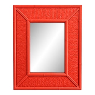 Coral Bamboo Weave Wall Mirror For Sale
