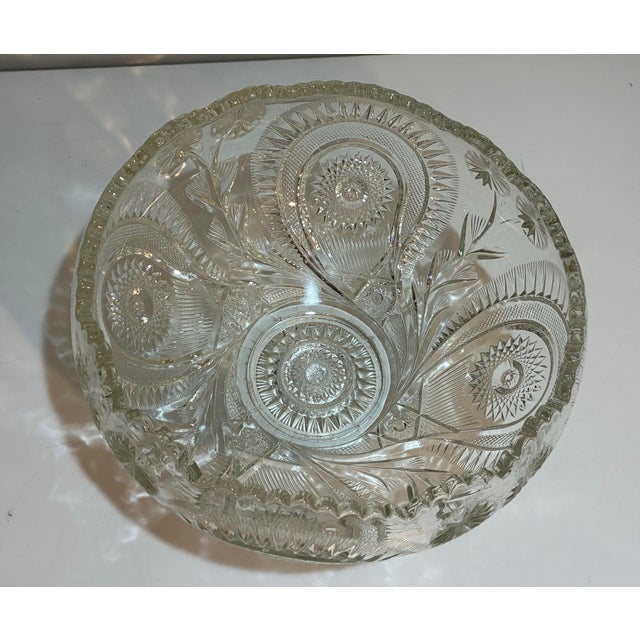 Transparent Vintage Glass Punch Bowl Set - 12 Cups - Glass Ladle - 14 pcs For Sale - Image 8 of 12