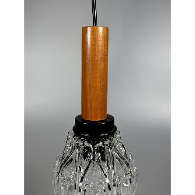 Mid-Century Modern Mid-Century Space Age Ceiling Lamp Pendant Lamp in Teak and Glass, 1960s For Sale - Image 3 of 11