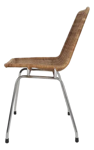 Mid-Century Rattan and Metal Dining Chair, the Netherlands, 1960s