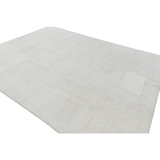 Rug & Kilim Rug & Kilim’s Modern Patchwork Kilim in White With Muted Geometric Patterns For Sale - Image 4 of 7