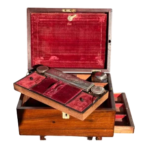 Antique Walnut Gentleman's Vanity Dressing or Travel Box