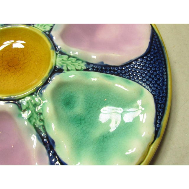 Antique English Majolica Oyster Plate For Sale - Image 10 of 13