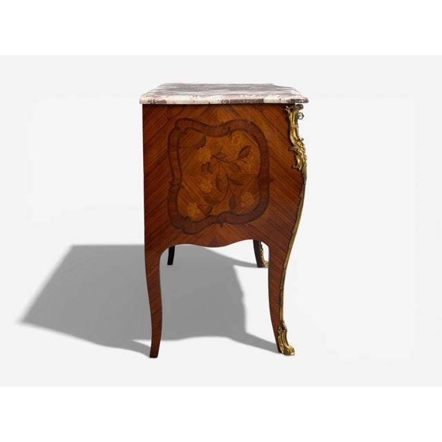 Louis Xv, Marquetry, Bronze, Marble, Bombe Commode, France, 19th C. For Sale - Image 9 of 16