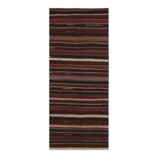 1950s Vintage Afghan Tribal Kilim With Red Black & White Stripes by Rug & Kilim - 2'11''x7' For Sale