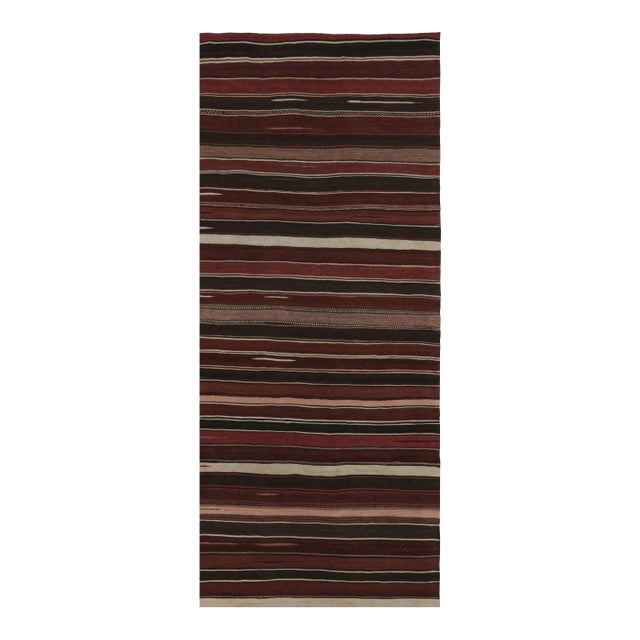 1950s Vintage Afghan Tribal Kilim With Red Black & White Stripes by Rug & Kilim - 2'11''x7' For Sale