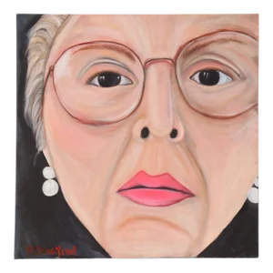 Original Marcella Francis Perryman Oil Painting of Ruth Bader Ginsburg with Glasses and Pearl Earring