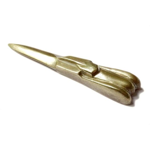 French Art Deco Race Car Shaped Letter Opener in Bronze, 1930s For Sale - Image 11 of 11