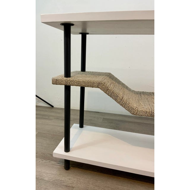 2020s Organic Modern Palm Rope 3-Tier Console Table For Sale - Image 5 of 6