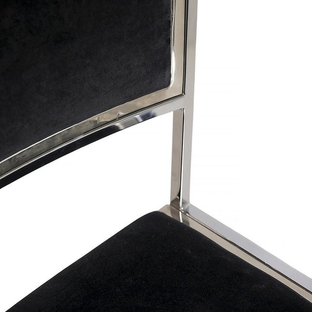 Black Mid-Century Modern Italian Chrome and Velvet Chairs, 1970s, Set of 4 For Sale - Image 8 of 10