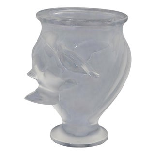 Frosted Crystal Vase by René Lalique, 1970s For Sale