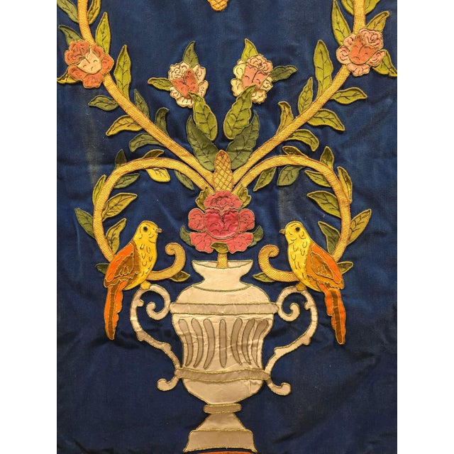 Large Floral and Bird Tapestry with Classical Urn, 1920 For Sale - Image 6 of 11