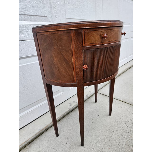Baker Furniture Company Baker Furniture Mahogany Demilune Side Table Nightstand For Sale - Image 4 of 17