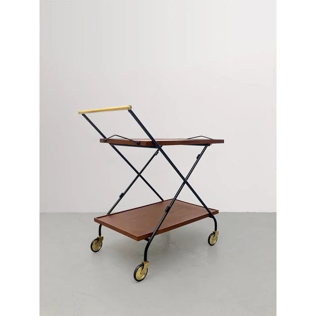 Mid-Century Italian Serving Bar Cart For Sale - Image 4 of 9