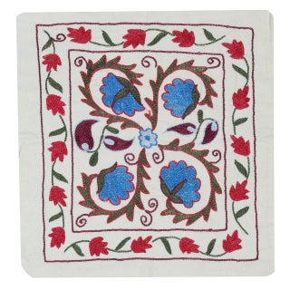 17"x19" Hand Embroidered 100% Cotton Cushion Cover. Contemporary Lace Pillow For Sale
