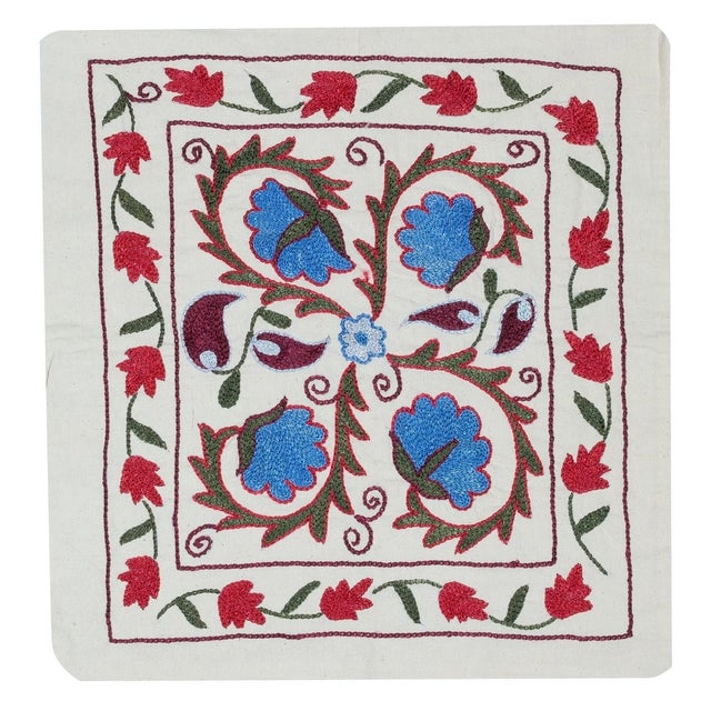 17"x19" Hand Embroidered 100% Cotton Cushion Cover. Contemporary Lace Pillow For Sale