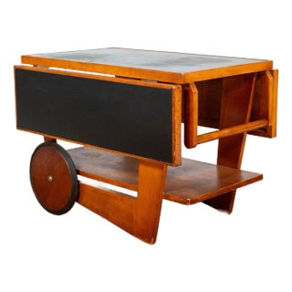 Art Deco Alvar Aalto Style Wooden Bar Cart, C. 1950s For Sale