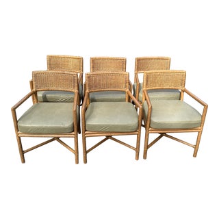 Set of 6 Vintage McGuire Rattan Dining Chairs For Sale