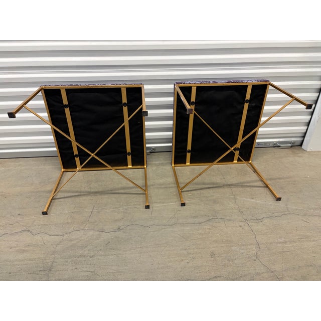 Glam Rock Snakeskin Benches With Brass X-Base For Sale - Image 10 of 10