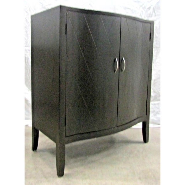Art Deco 1970s French Art Deco Style Modern Two-Door Bar Cabinet With Diamond Inlay Pattern For Sale - Image 3 of 14