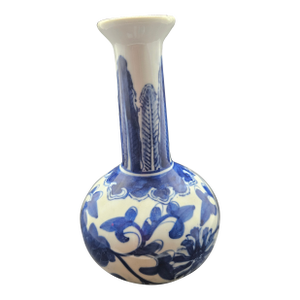 Vintage Blue and White Porcelain Vase Made in Thailand
