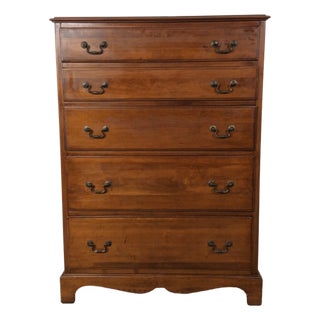 Mid Century Colonial Revival Highboy Dresser With Stow Away Writing Desk For Sale
