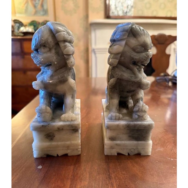 Pair of Soapstone Foo Dogs For Sale - Image 4 of 5