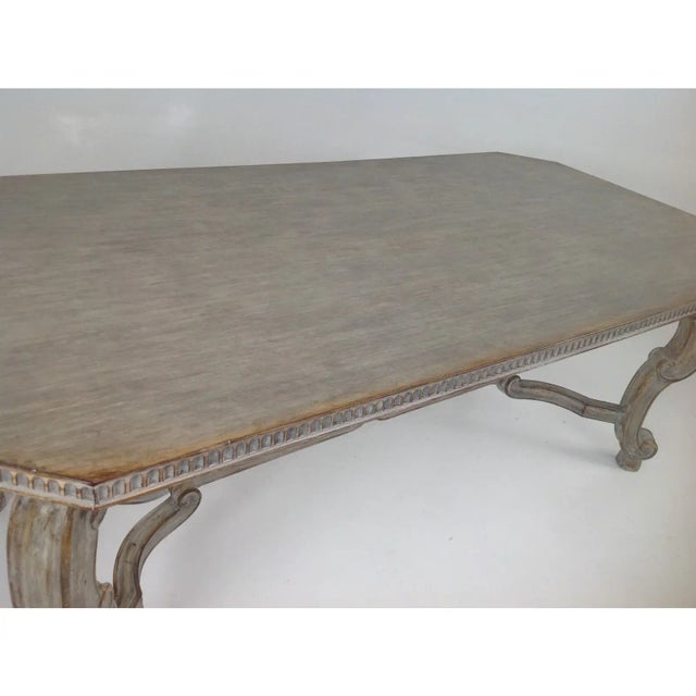 Wood Large Shabby Chic Gray Ceruse Dining Table For Sale - Image 7 of 8