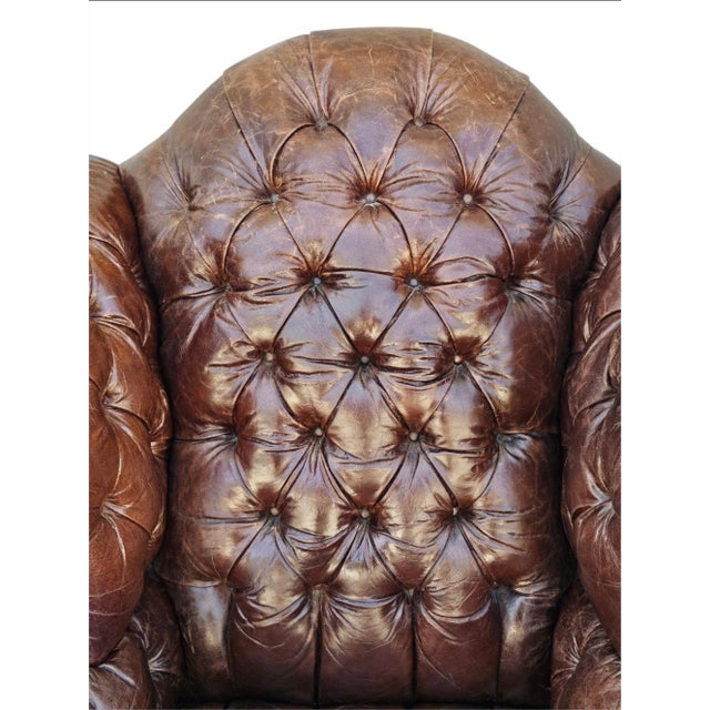 Old Hickory Furniture Co. Attributed to Old Hickory Tannery Style Leather Wingback Tufted Chair For Sale - Image 4 of 18
