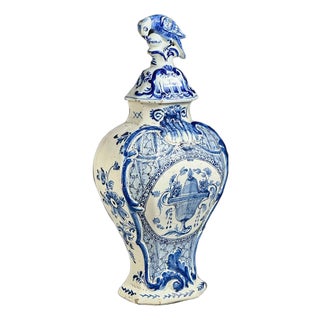 Antique Dutch Delft Blue and White Vase, 1770 For Sale