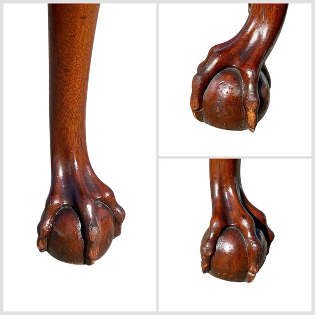 Early 20th Century Chippendale Style Mahogany Lowboy / Dressing Table With Carved Ball & Claw Feet For Sale - Image 10 of 12