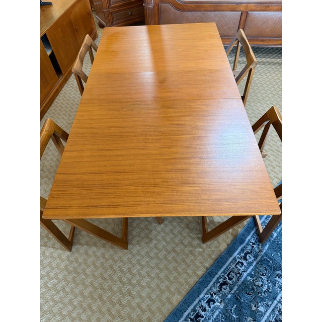 1960s Romanian Mid-Century Modern Hideaway Drop Leaf Dining Set With 4 Chairs - 5 PCS For Sale - Image 4 of 8