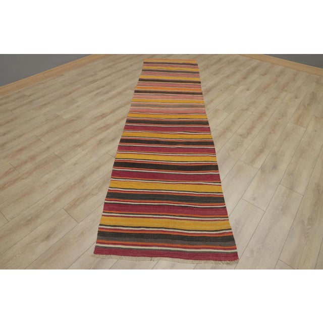 1980s Tribal Red Striped Runner Rug For Sale - Image 13 of 13
