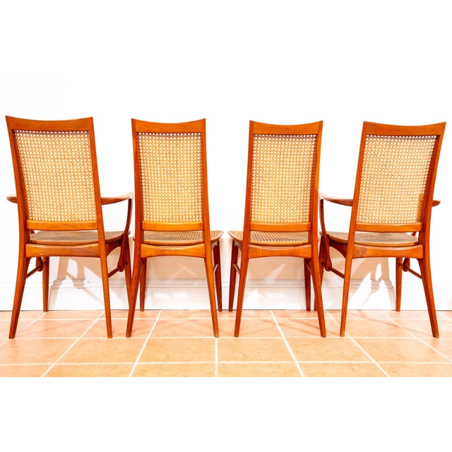 Wood Danish Teak Rattan Cane Chairs by Niels Koefoed for Koefoeds Hornslet, 1965, Set of 4 For Sale - Image 7 of 18