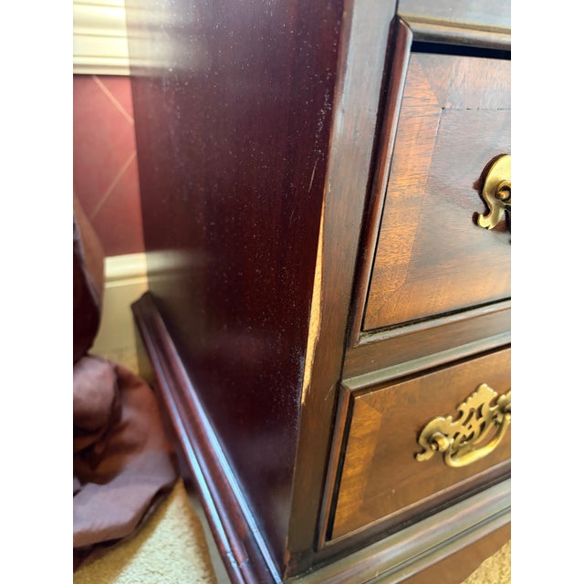Dixie Furniture Chippendale Mahogany 4 Poster Queen Bed, 2 Nightstands, and 1 Highboy Dresser For Sale - Image 13 of 18