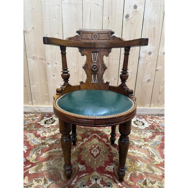 Brown Napoleon III Walnut Office Chair For Sale - Image 8 of 8