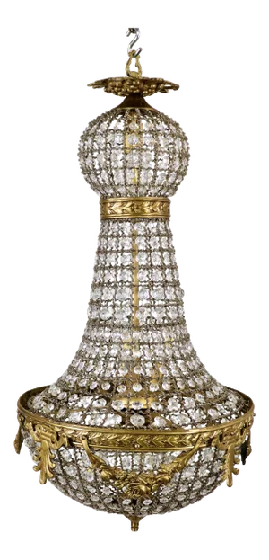 Retro Empire Style Bronze and Crystal Chandelier