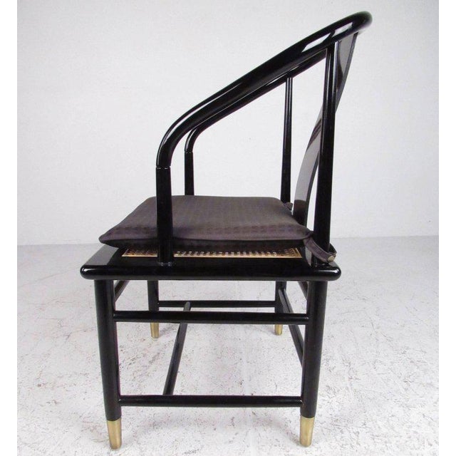 Henredon Vintage Modern Black Lacquer & Cane Dining Chairs Set of 6