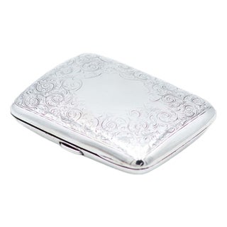 Rectangular Shaped Silver Cigarette Case For Sale
